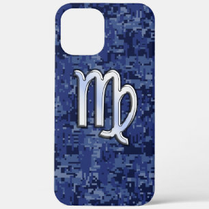 Virgo Zodiac op Navy Digital Camouflage iPhone 12 Pro Max Hoesje