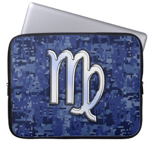 Virgo Zodiac op Navy Digital Camouflage Laptop Sleeve