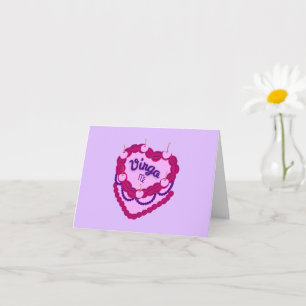 Virgo Zodiac Pastel Hart Verjaardagstaart Kaart