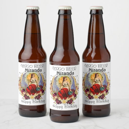 Virgo Zodiac Personalize Birthday Gift Bier Etiket (Flessen)