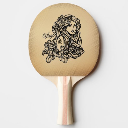 Virgo Zodiac Rustic Tafeltennisbatje (Achterkant)