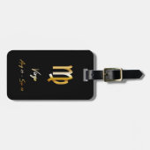 Virgo Zodiac Sign Black & Gold Bagagelabel (Voorkant horizontaal)
