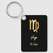 Virgo Zodiac Sign, Black & Gold Sleutelhanger (Voorkant)