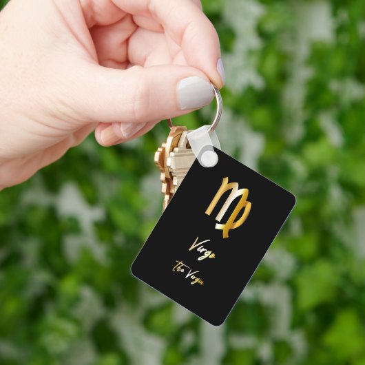 Virgo Zodiac Sign, Black & Gold Sleutelhanger (Hand)