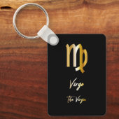 Virgo Zodiac Sign, Black & Gold Sleutelhanger (Voorkant)