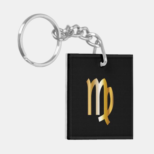 Virgo Zodiac Sign, Black & Gold Sleutelhanger (Voorkant Links)
