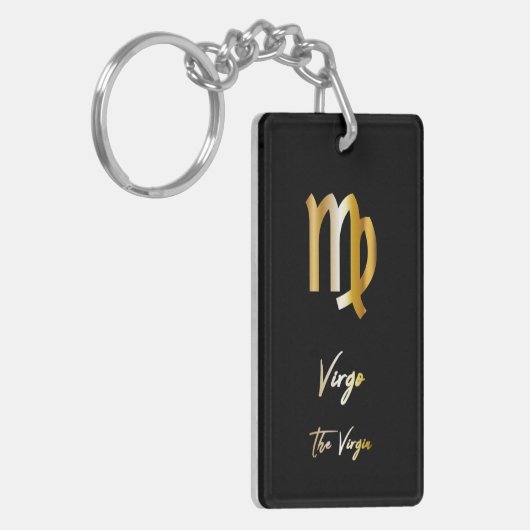 Virgo Zodiac Sign, Black & Gold Sleutelhanger (Voorkant Links)