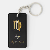 Virgo Zodiac Sign, Black & Gold Sleutelhanger (achterkant)