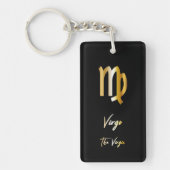 Virgo Zodiac Sign, Black & Gold Sleutelhanger (Voorkant)