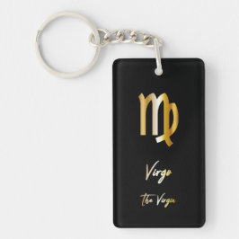 Virgo Zodiac Sign, Black & Gold Sleutelhanger