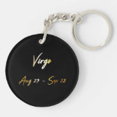 Virgo Zodiac Sign, Black & Gold Sleutelhanger (Achterkant)