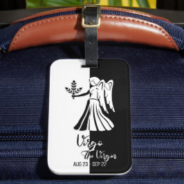 Virgo Zodiac Sign Black & White Bagagelabel