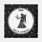 Virgo Zodiac Sign, Black & White Magnet (Voorkant)