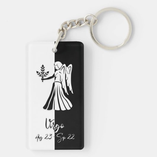 Virgo Zodiac Sign, Black & White Sleutelhanger (achterkant)