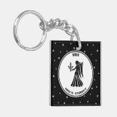 Virgo Zodiac Sign, Black & White Sleutelhanger (Voorkant Links)