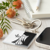 Virgo Zodiac Sign, Black & White Sleutelhanger (Voorkant Rechts)