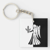 Virgo Zodiac Sign, Black & White Sleutelhanger (Voorkant)