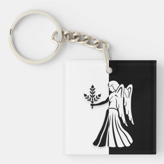 Virgo Zodiac Sign, Black & White Sleutelhanger (Voorkant)