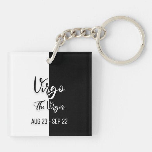 Virgo Zodiac Sign, Black & White Sleutelhanger (Achterkant)