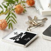 Virgo Zodiac Sign, Black & White Sleutelhanger (Zijkant)