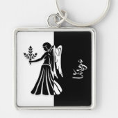 Virgo Zodiac Sign, Black & White Sleutelhanger (Voorkant)