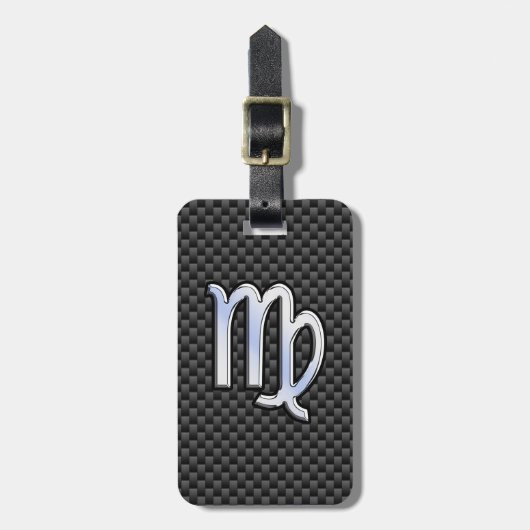 Virgo Zodiac Sign Charcoal Carbon Fiber Print Bagagelabel (Voorkant verticaal)