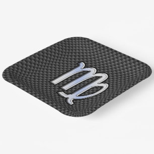 Virgo Zodiac Sign Charcoal Carbon Fiber Print Papieren Bordje