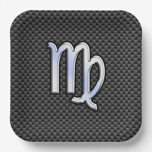 Virgo Zodiac Sign Charcoal Carbon Fiber Print Papieren Bordje (Voorkant)