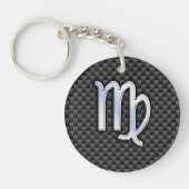 Virgo Zodiac Sign Charcoal Carbon Fiber Print Sleutelhanger (Voorkant)