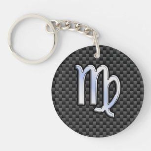Virgo Zodiac Sign Charcoal Carbon Fiber Print Sleutelhanger