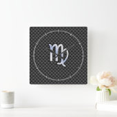 Virgo Zodiac Sign Charcoal Carbon Fiber Print Vierkante Klok (Huis)