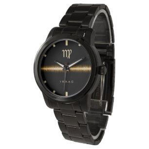 Virgo Zodiac Sign Cool Gold Light Line Aangepaste Horloge