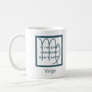 Virgo Zodiac Sign Fun Quote Blue & White Birthday Koffiemok