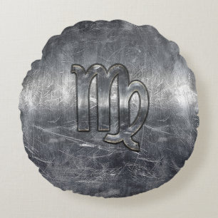 Virgo Zodiac Sign Grunge Distress Style Rond Kussen