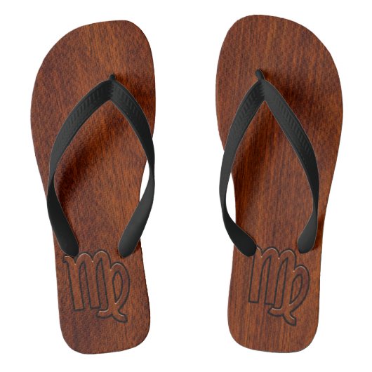 Virgo Zodiac Sign in Brown Mahogany Style Teenslippers (Voetbed)