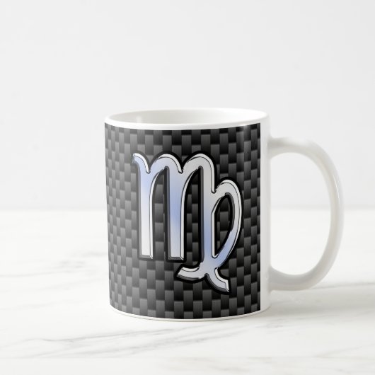 Virgo Zodiac Sign in Charcoal Carbon Fiber Print Koffiemok (Rechts)