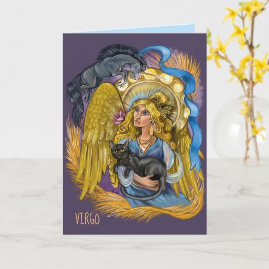 Virgo Zodiac Sign Kaart (Gele Bloem)