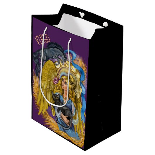 Virgo Zodiac Sign Medium Cadeauzakje (Voorkant Gekanteld)