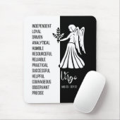 Virgo Zodiac Sign Mousepad, zwart-wit Muismat (Met muis)