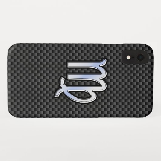 Virgo Zodiac Sign on Charcoal Carbon Fiber Case-Mate iPhone Case (Achterkant (horizontaal))