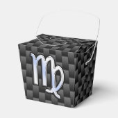 Virgo Zodiac Sign on Charcoal Carbon Fiber Style Bedankdoosjes (Voorkant Zijde)