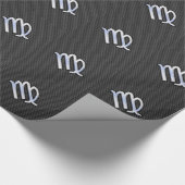 Virgo Zodiac Sign on Charcoal Carbon Fiber Style Cadeaupapier (Hoek)
