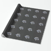 Virgo Zodiac Sign on Charcoal Carbon Fiber Style Cadeaupapier (Uitgerold)