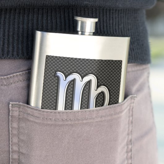 Virgo Zodiac Sign on Charcoal Carbon Fiber Style Flacon (Voorbeeld)