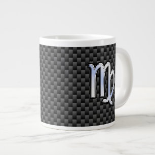 Virgo Zodiac Sign on Charcoal Carbon Fiber Style Grote Koffiekop