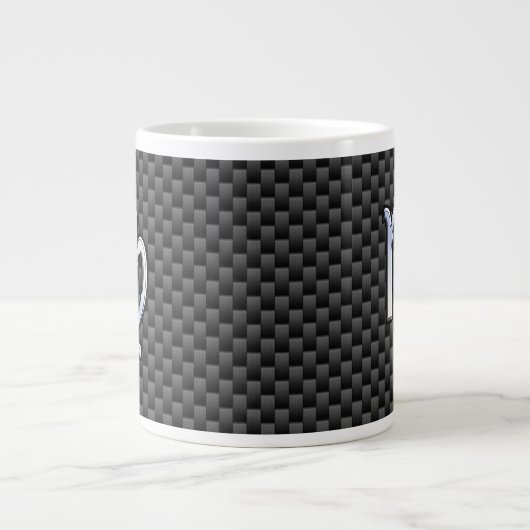 Virgo Zodiac Sign on Charcoal Carbon Fiber Style Grote Koffiekop (Voorkant)