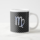 Virgo Zodiac Sign on Charcoal Carbon Fiber Style Grote Koffiekop (Rechts)