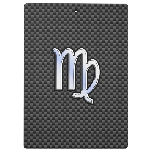 Virgo Zodiac Sign on Charcoal Carbon Fiber Style Klembord (Achterkant)