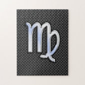Virgo Zodiac Sign on Charcoal Carbon Fiber Style Legpuzzel (Verticaal)