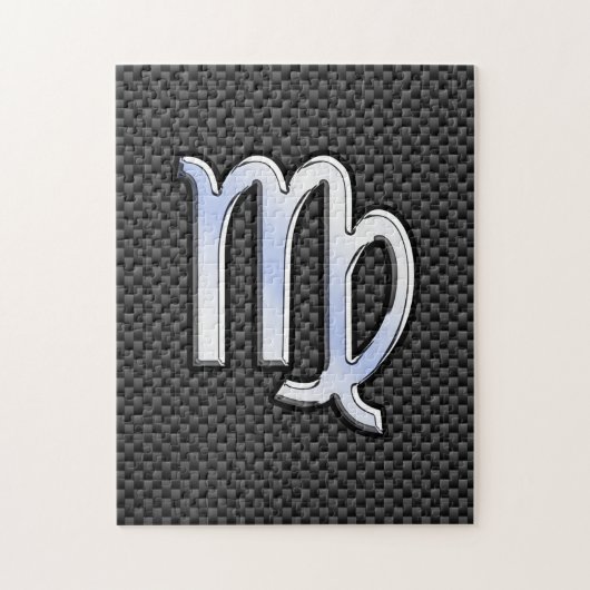 Virgo Zodiac Sign on Charcoal Carbon Fiber Style Legpuzzel (Verticaal)